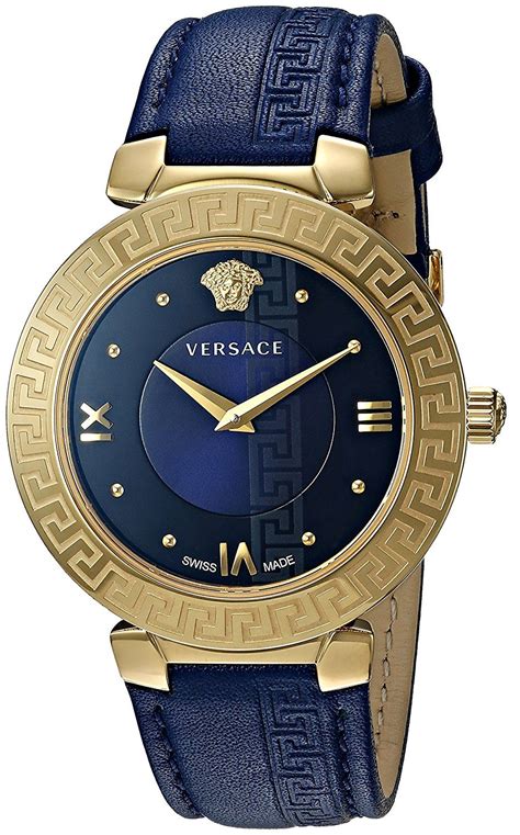 versace ladieswatch round with leather band|Versace ladies watch band.